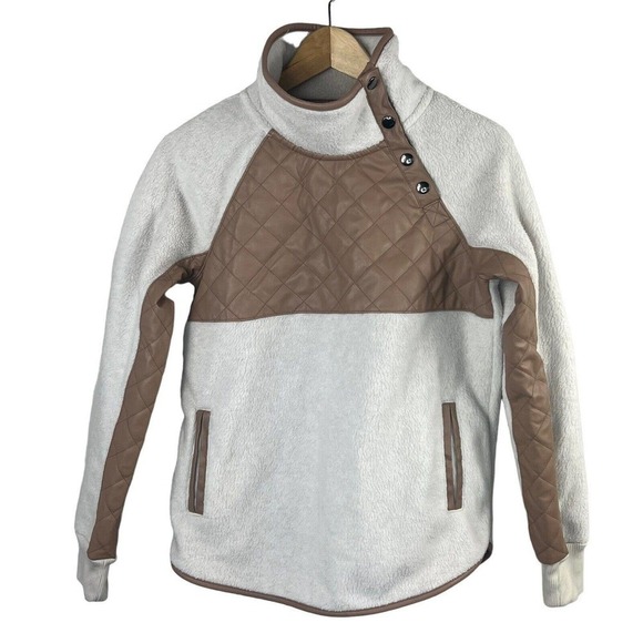 Abercrombie & Fitch Asymmetrical Snap-Up Fleece Sweatshirt Sz XS Quilted - Picture 1 of 14